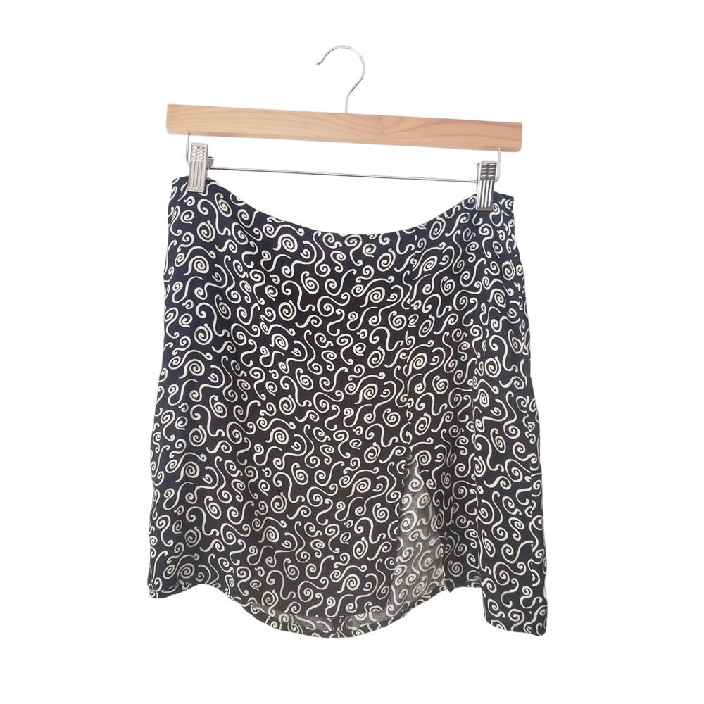Reformation Margot Swirl Print Mini Skirt Black/White Size 10